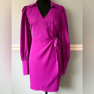Fashion Nova Vibrant Purple Long Sleeve Dress L